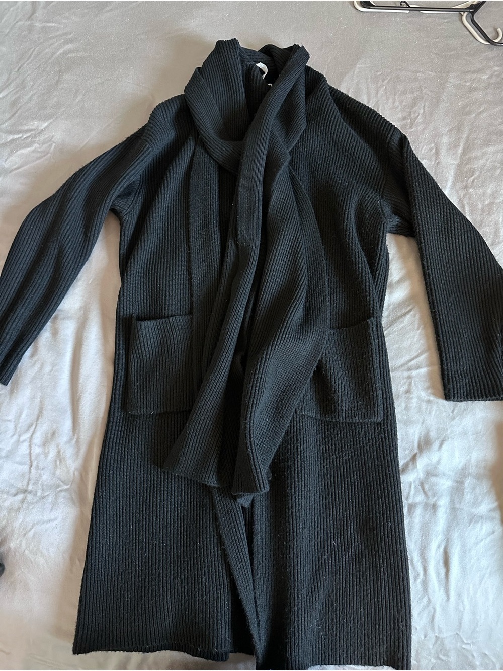 Astr the label Black Long Open-Front Women's Sweater Cardigan